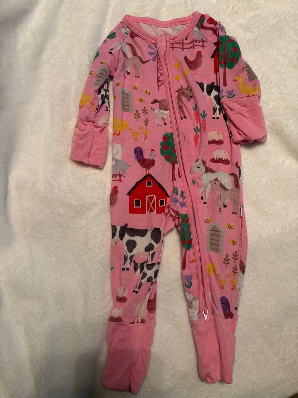 Pink Farm Animal little sleepies newborn